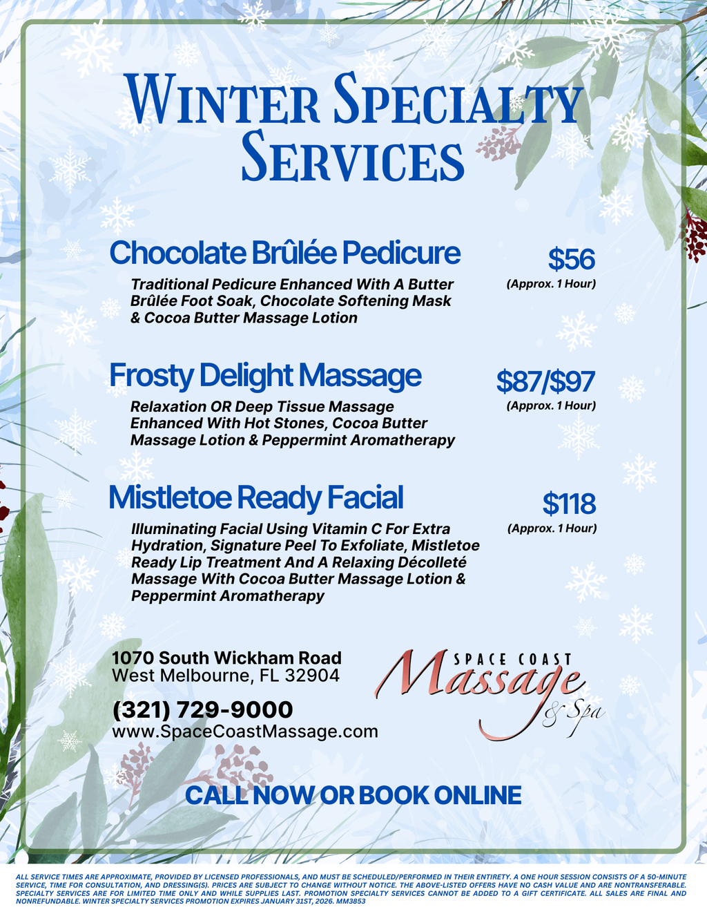 Space Coast Massage and Spa Fall Specialty Services 2025